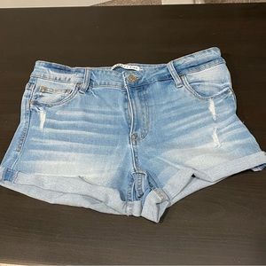 Celebrity pink denim shorts